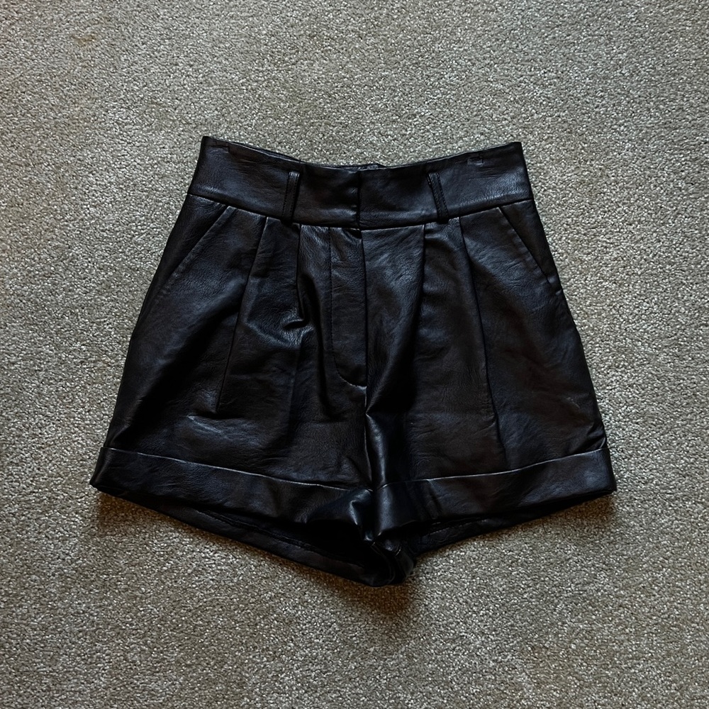 Topshop vegan leather shorts